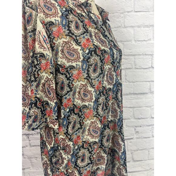 Amang NY Sheer Vibrant Paisley Print Boho Flowy Blouse - Picture 3 of 8